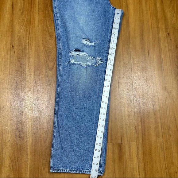 PacSun High Rise Distressed Straight Leg Jeans Blue Size 32 - Picture 7 of 10